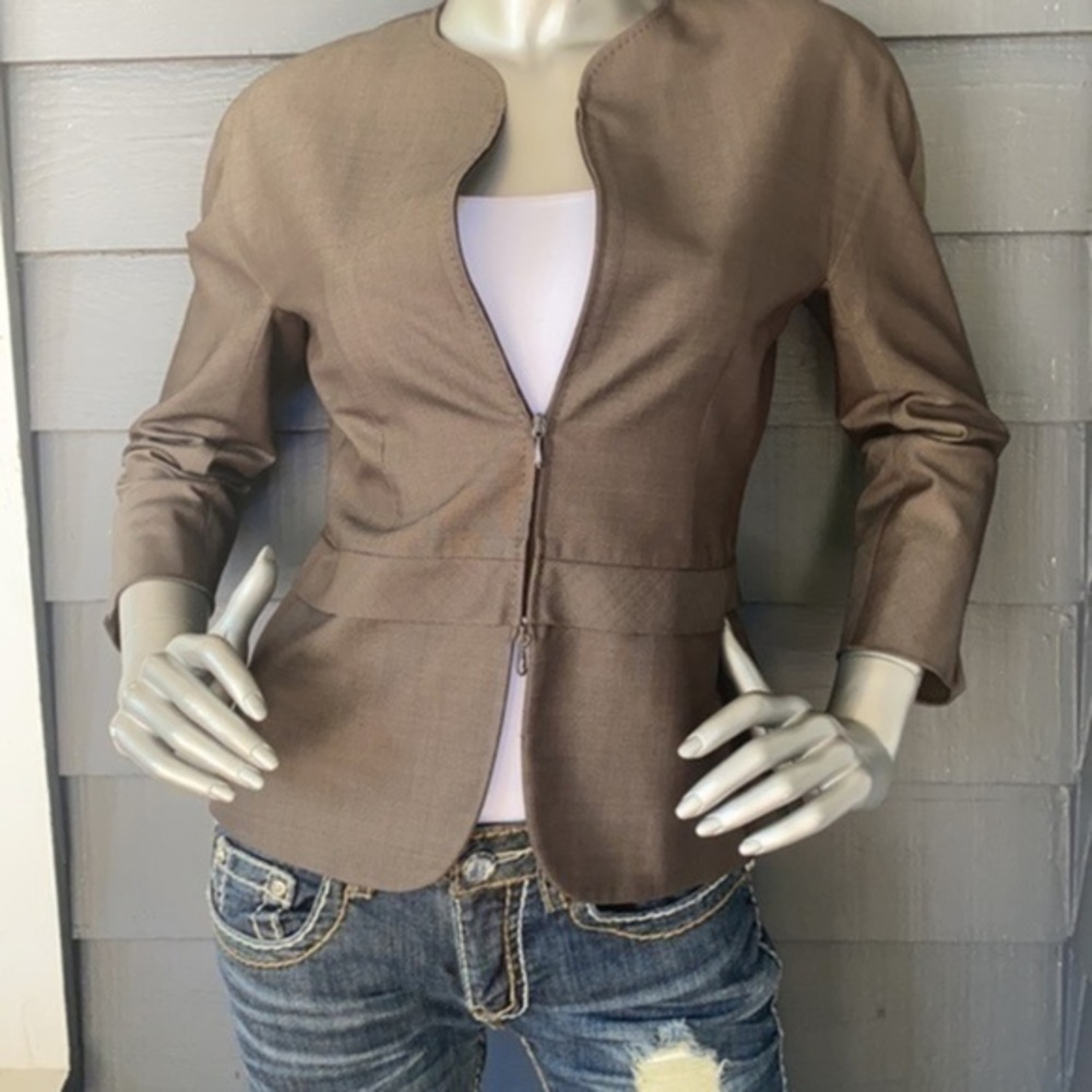 MARLOWE Italy Brown Wool Silk Jacket 2
